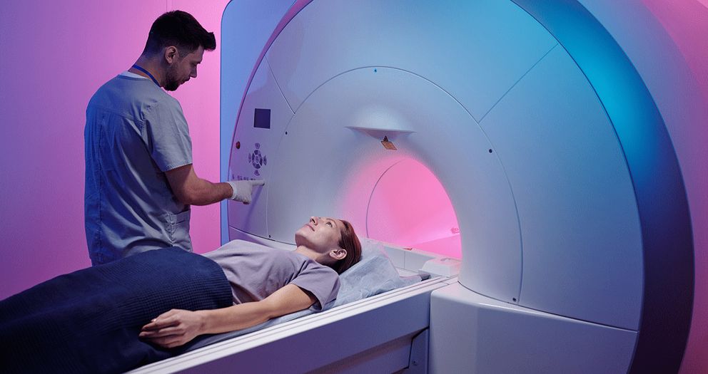 Patient enterring a scanning tunnel